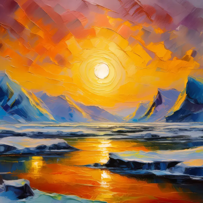Painting: Midnight Sun in Arctic Desert