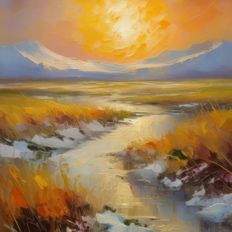 Painting: Midnight Sun in Grassland