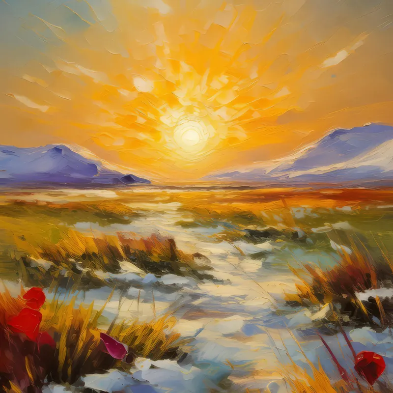 Painting: Midnight Sun over Tundra