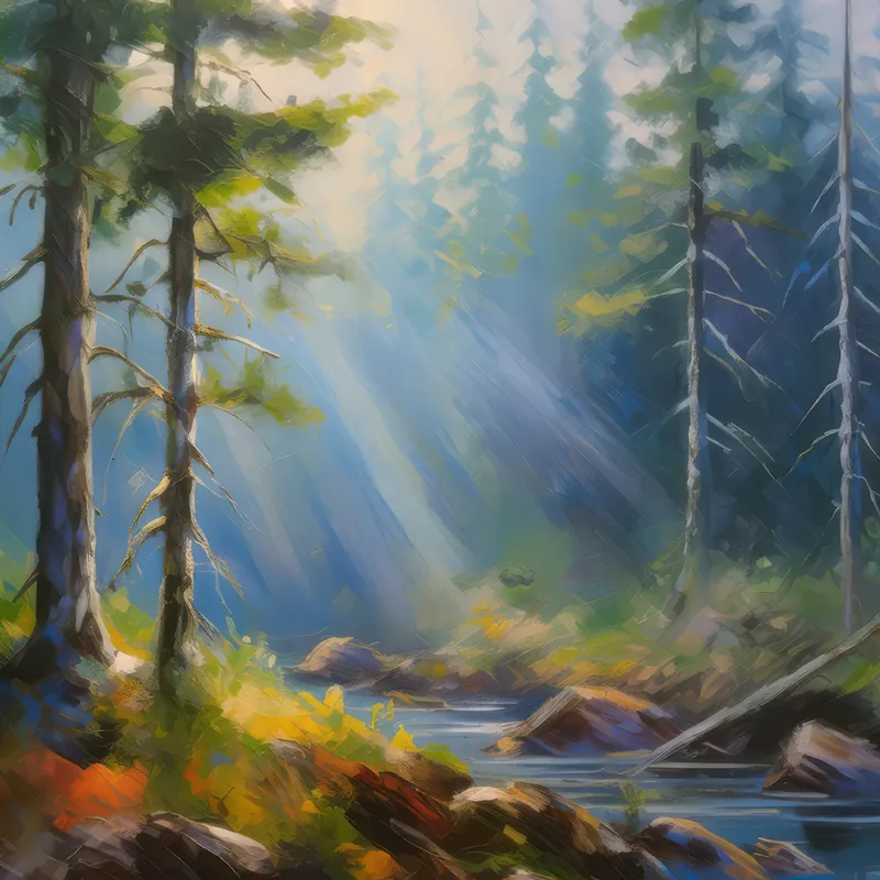 Painting: Misty Boreal Forest Morning