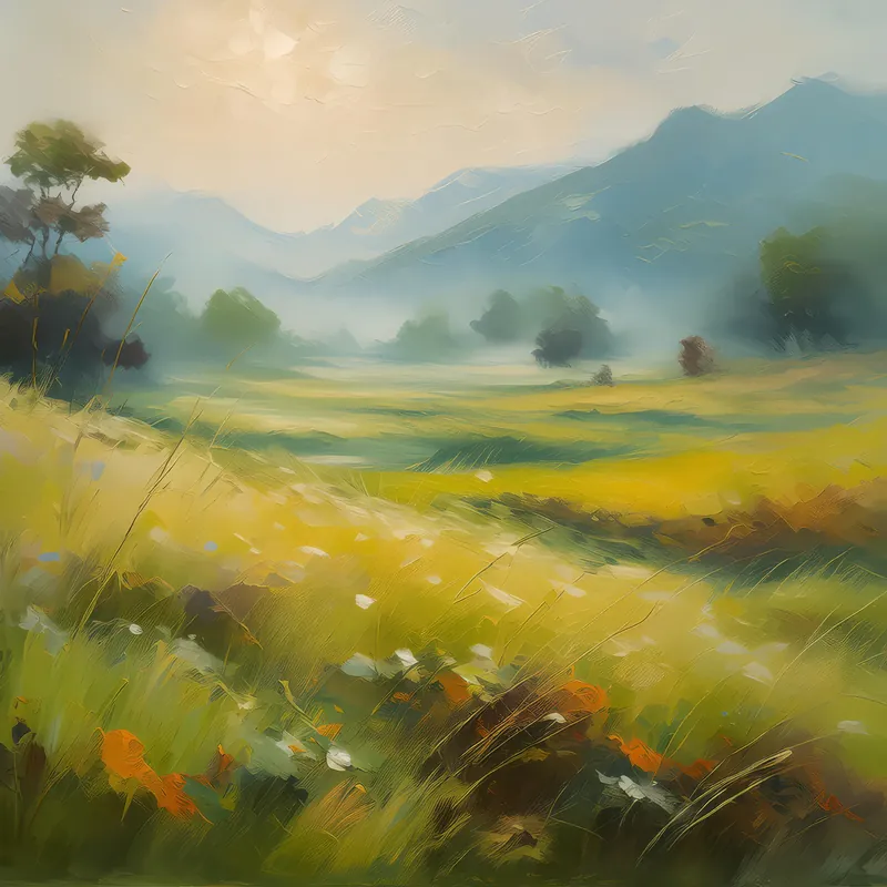 Painting: Misty Morning Grassland