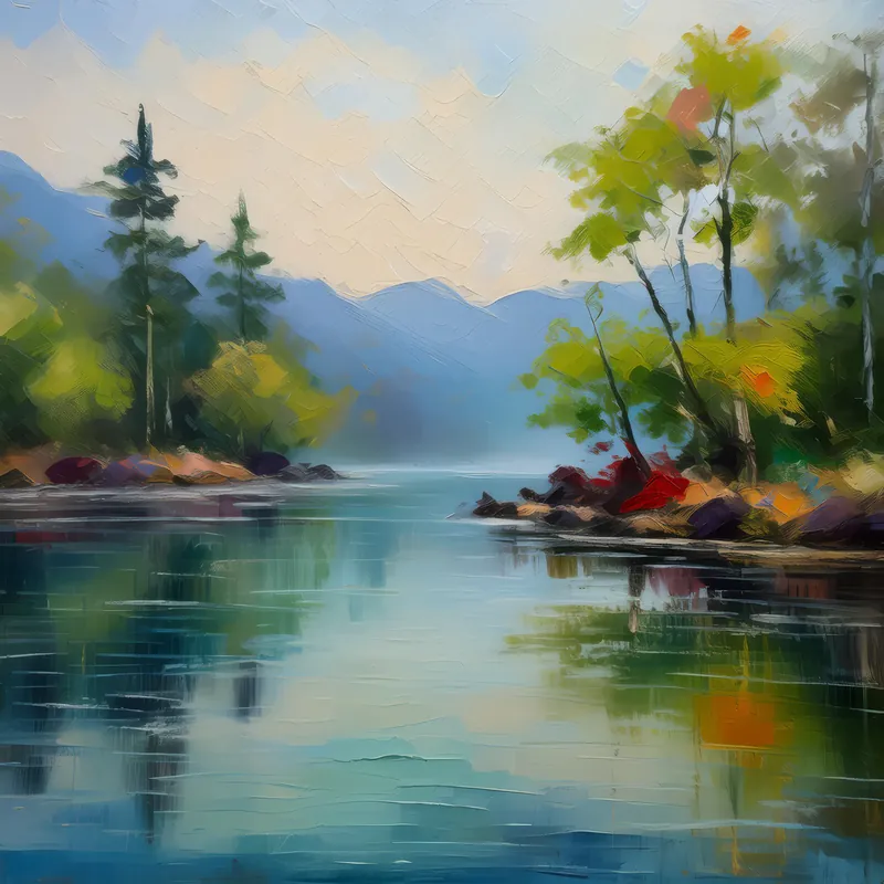 Painting: Misty Morning Lake