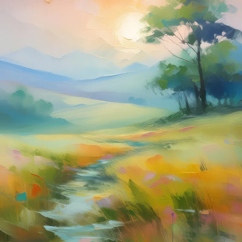 Painting: Misty Morning in Grassland