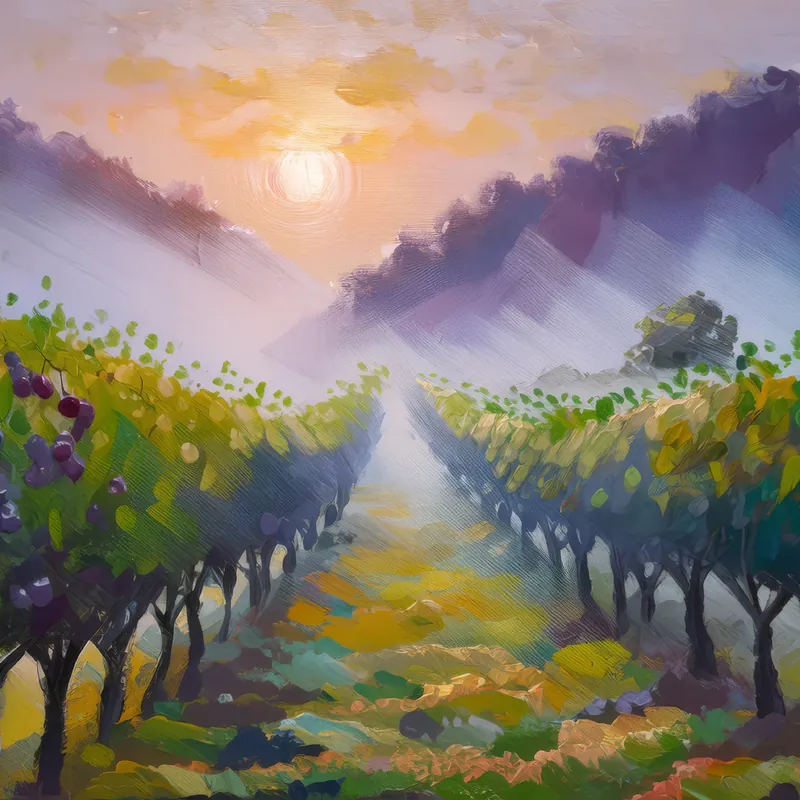 Painting: Misty Vineyard Morning