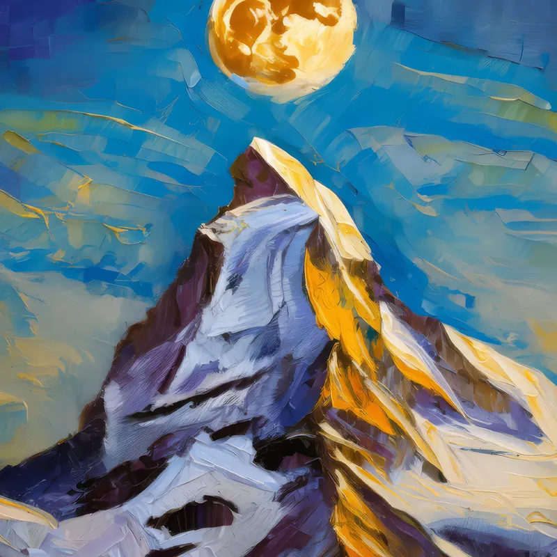 Painting: Moonlit Alpine Summit