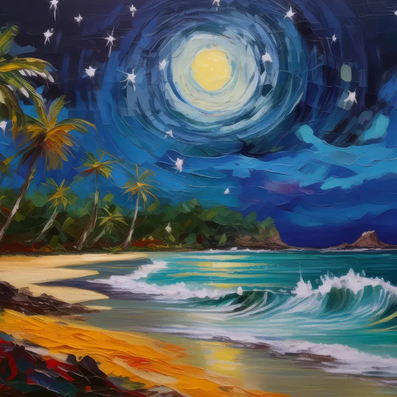 Painting: Moonlit Beach Island