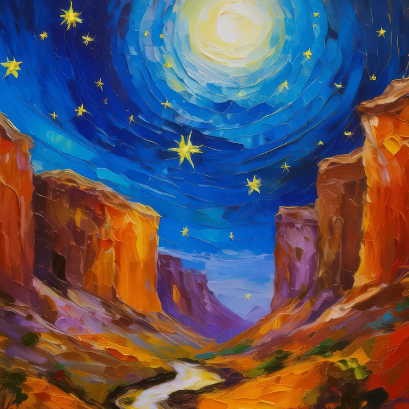 Painting: Moonlit Desert Chasm