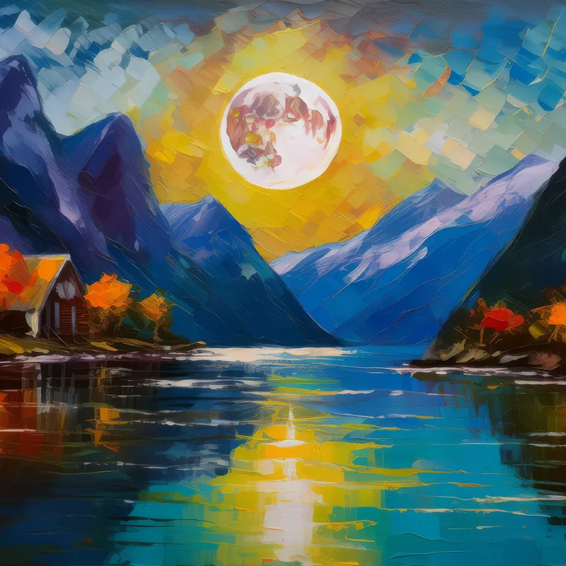 Painting: Moonlit Fjord Serenity