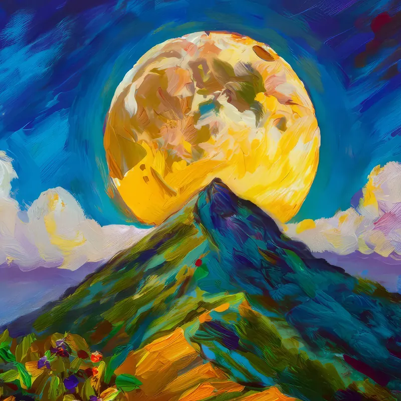 Painting: Moonrise Over Tropical Summit