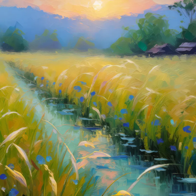 Painting: Morning Dew on Grassland