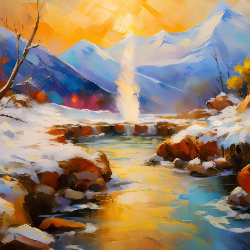 Painting: Mountain Hot Springs in Winter