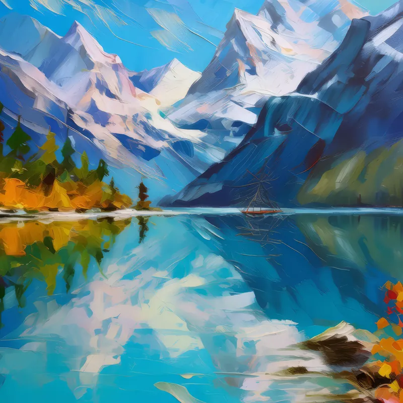Painting: Mountain Lagoon Reflection