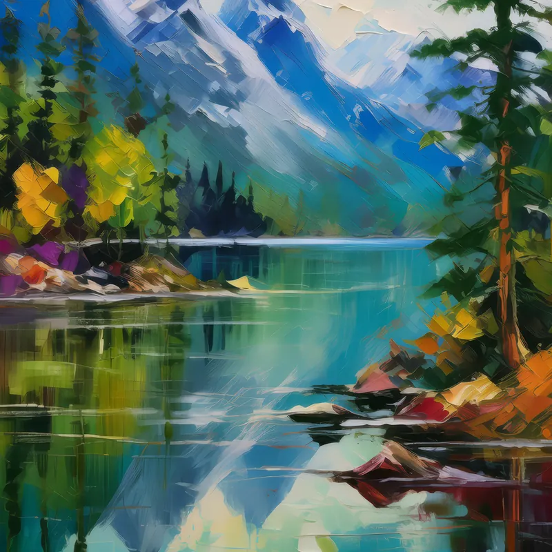 Painting: Mountain Lake Reflection