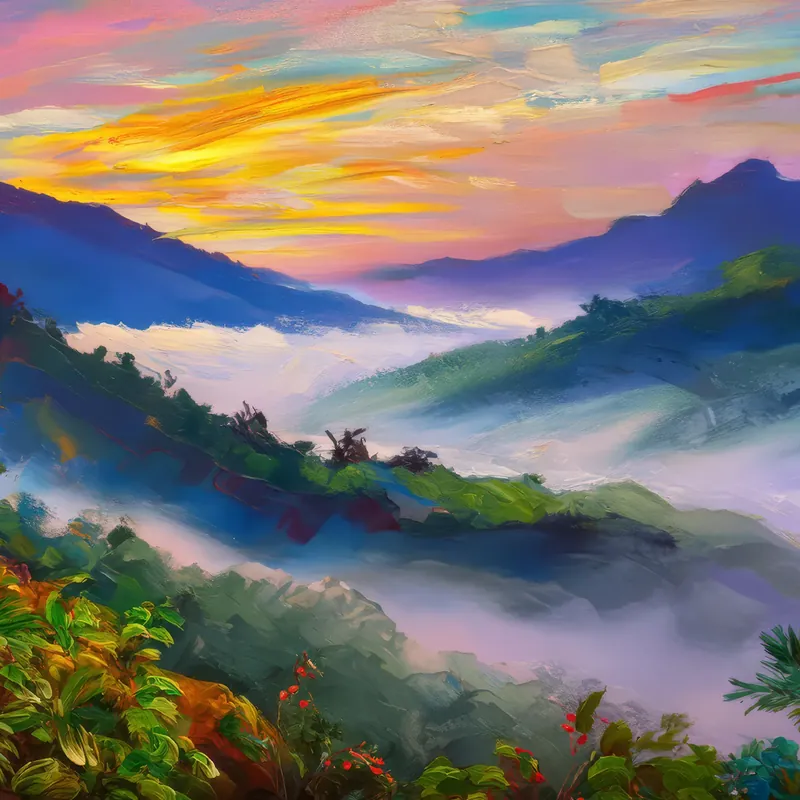 Painting: Mountain Mist at Dawn