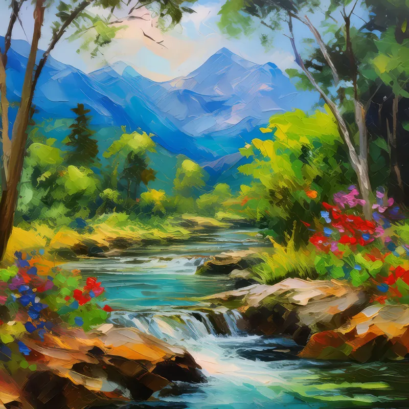 Painting: Mountain Oasis Stream