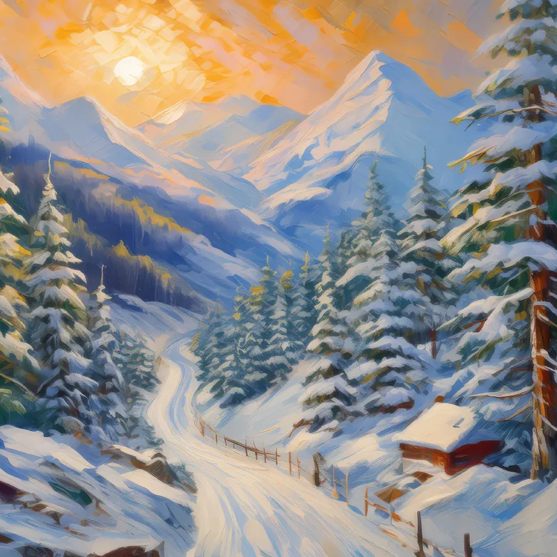 Painting: Mountain Pass in Winter