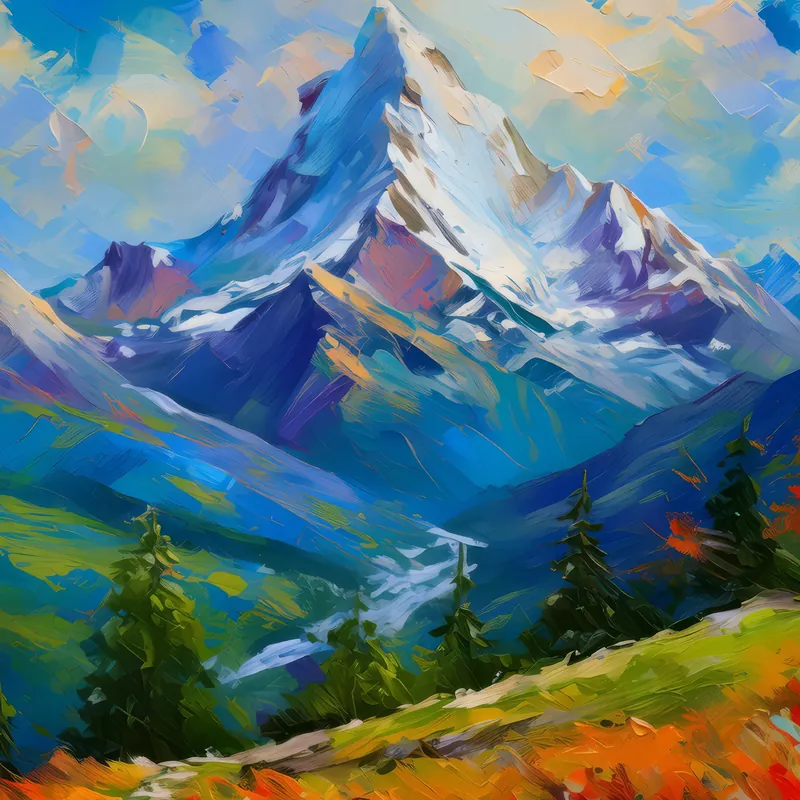 Painting: Mountainous Crag Vista
