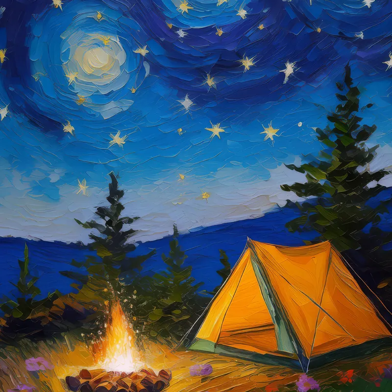 Painting: Night Camping on Moor