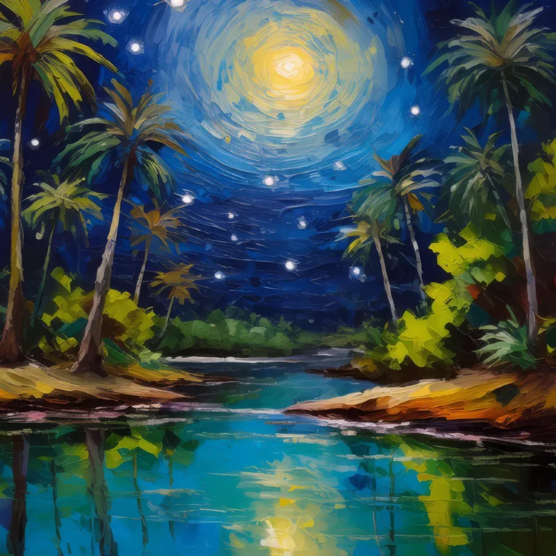 Painting: Night Oasis Wonder