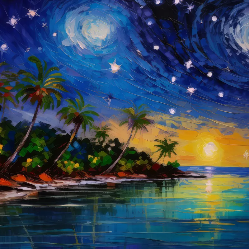 Painting: Night Stars Over Ocean