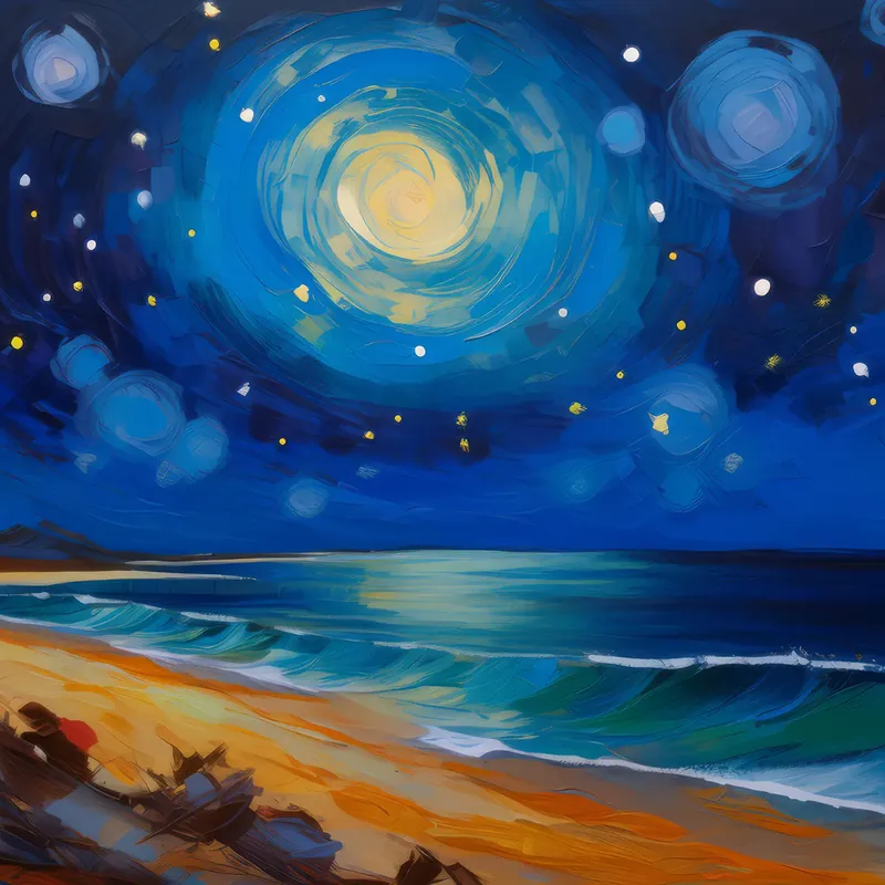 Painting: Ocean Desert Starry Night