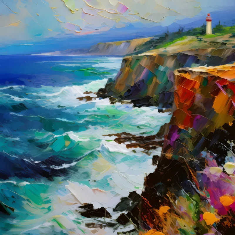 Painting: Oceanfront Cliffside View