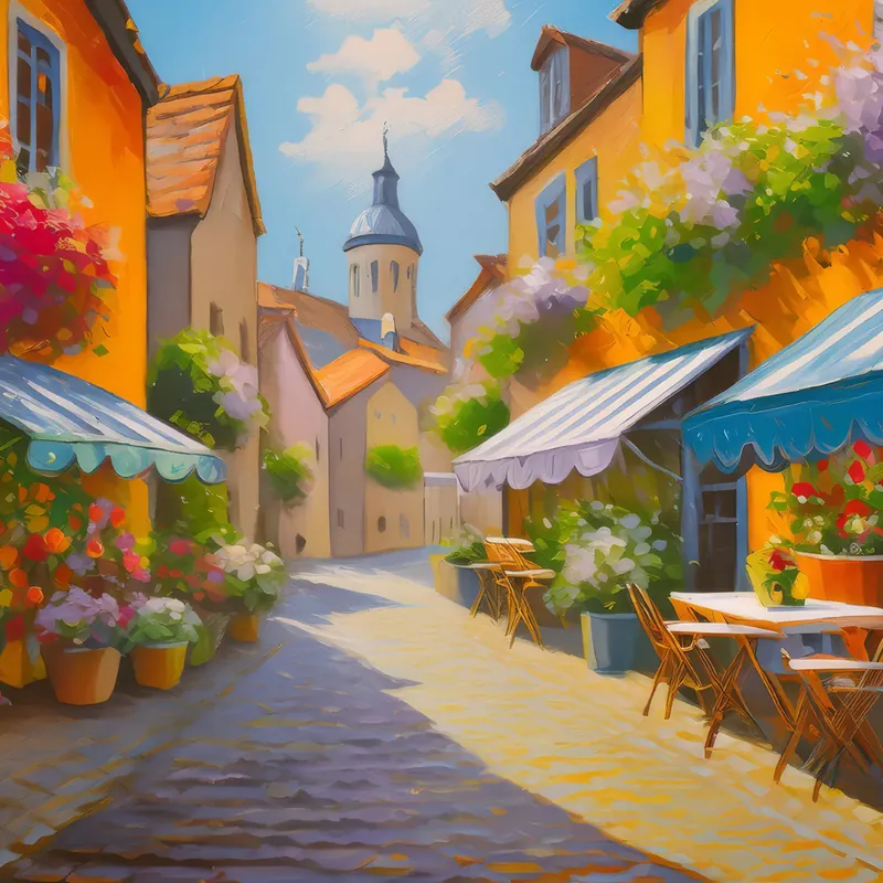 Painting: Old European Alleyway