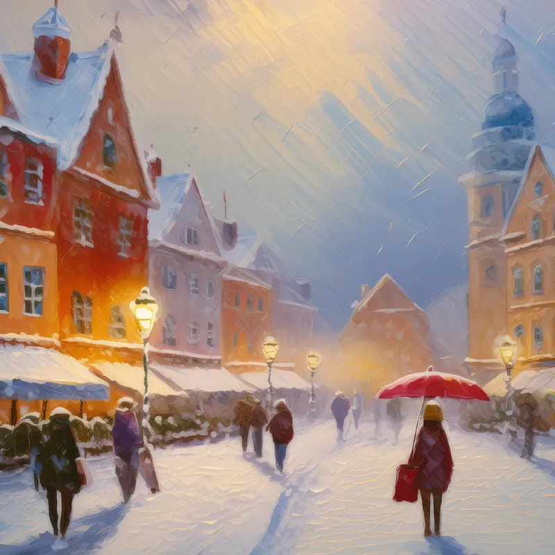 Painting: Old Town Snowfall