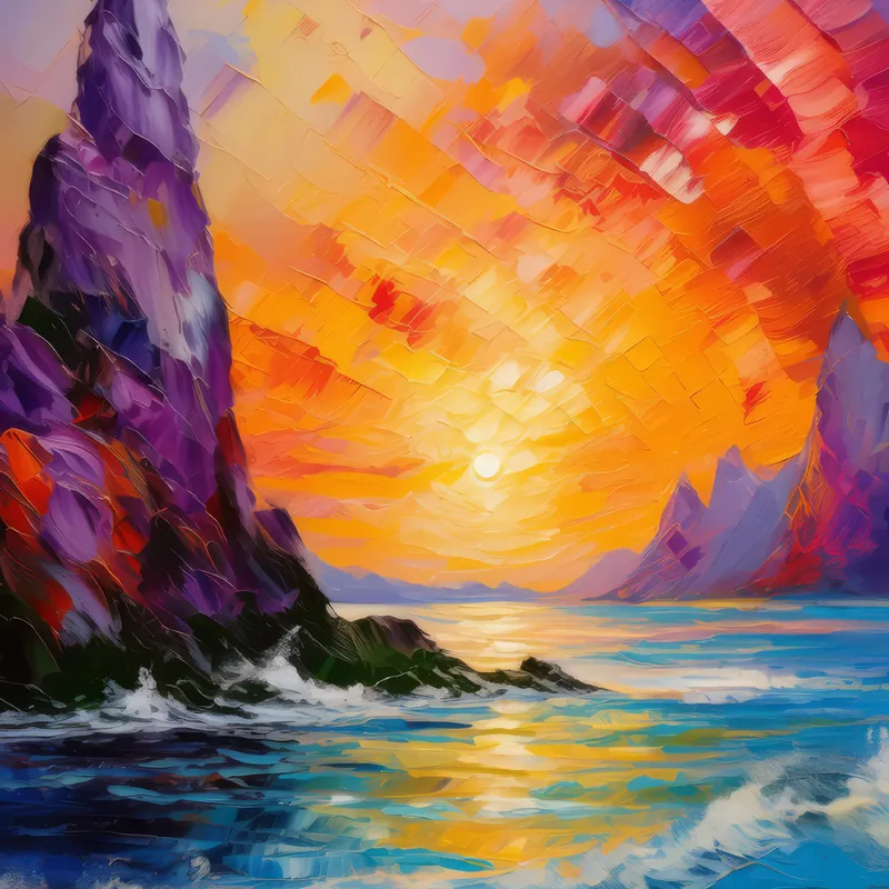 Painting: Painted Skies over Craggy Spires