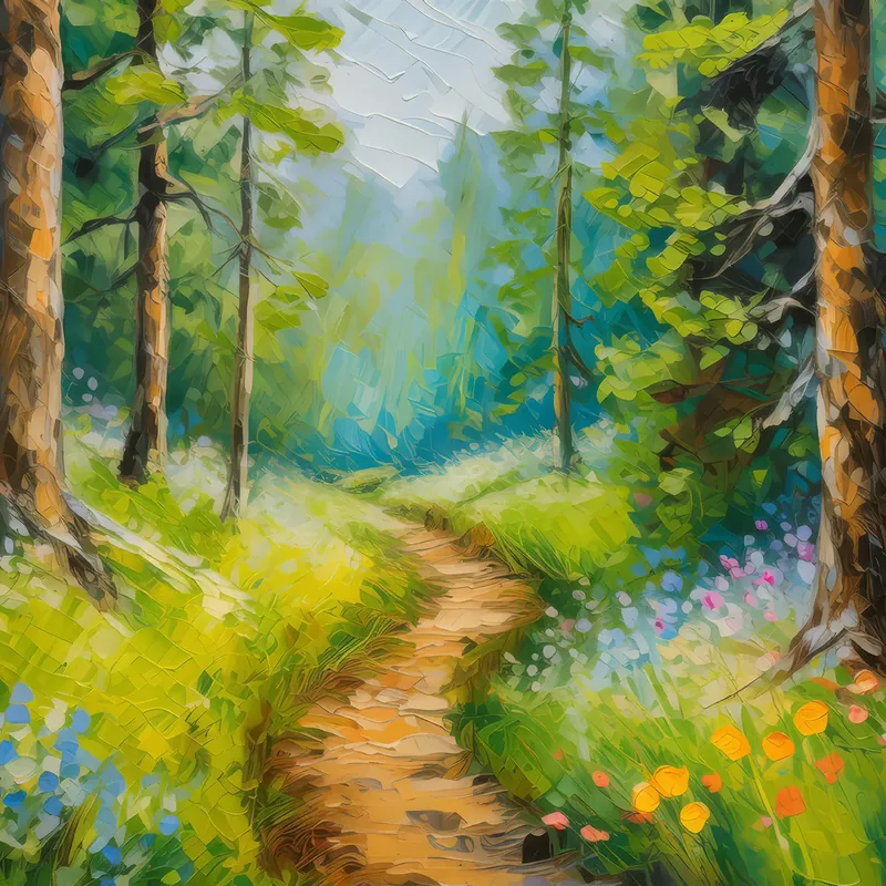 Painting: Path Through Spring Forest