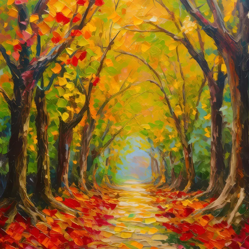 Painting: Pathway Under Fall Colors