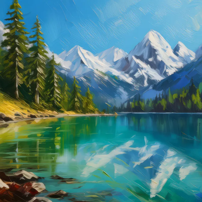 Painting: Peaceful Alpine Lake
