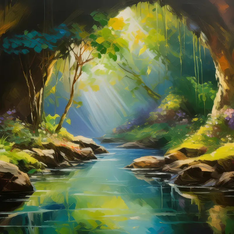 Painting: Peaceful Brook Grotto
