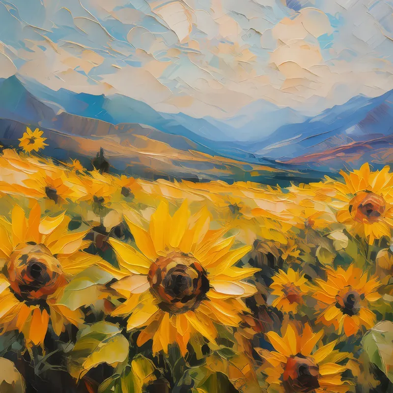 Painting: Plateau Sunflower Field