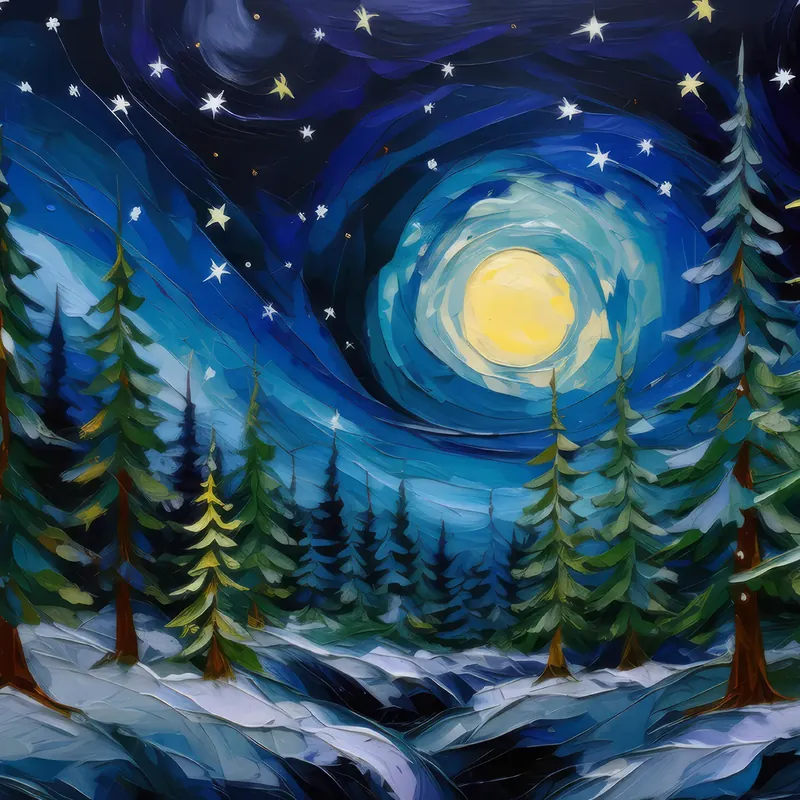 Painting: Polar Forest Night