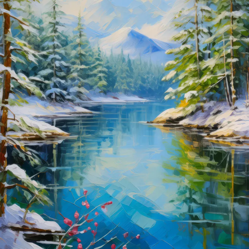 Painting: Polar Forest Reflection
