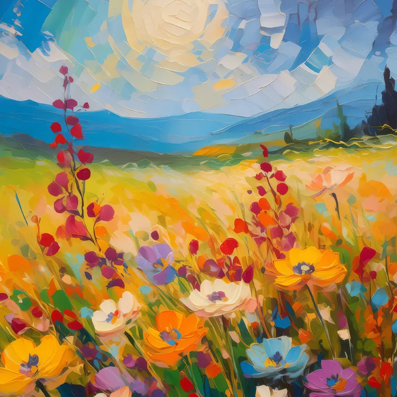 Painting: Prairie Flower Field