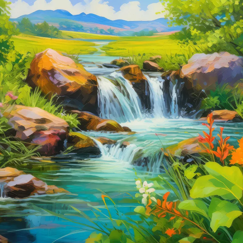 Painting: Prairie Waterfall
