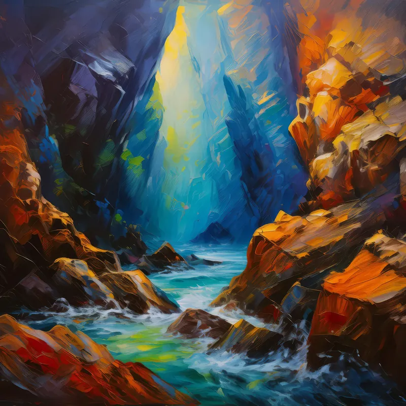 Painting: Primordial Pulses in Craggy Depths