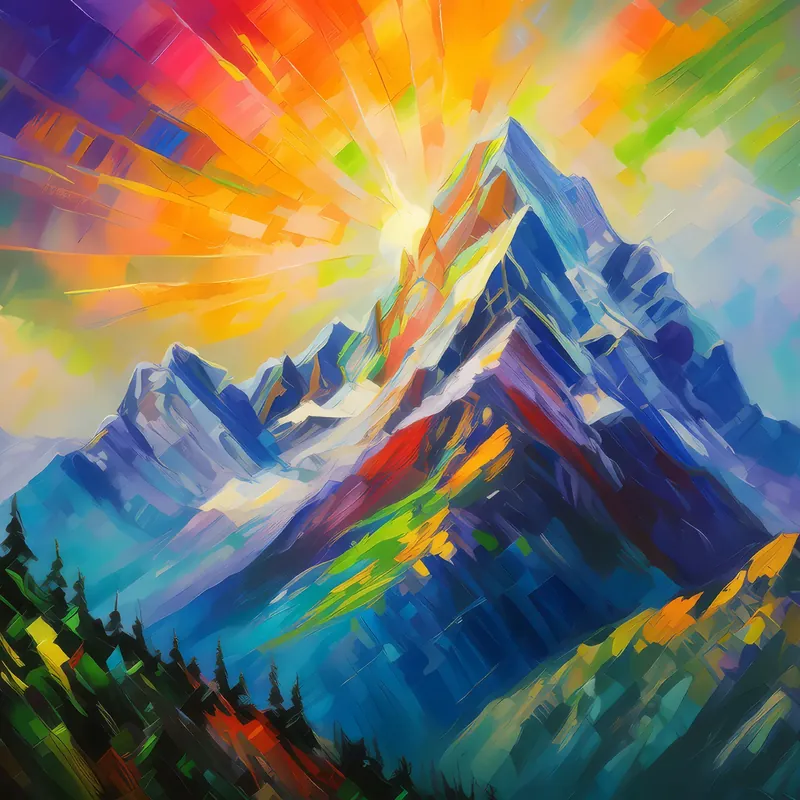 Painting: Prismatic Play on Precipitous Peaks