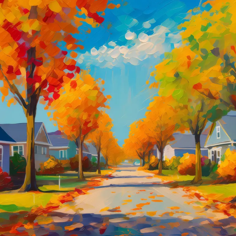 Painting: Quiet Suburban Autumn
