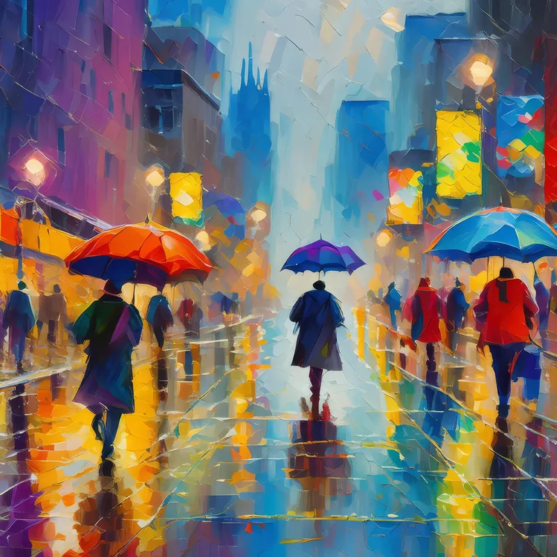 Painting: Rain-Soaked Metropolitan Streets