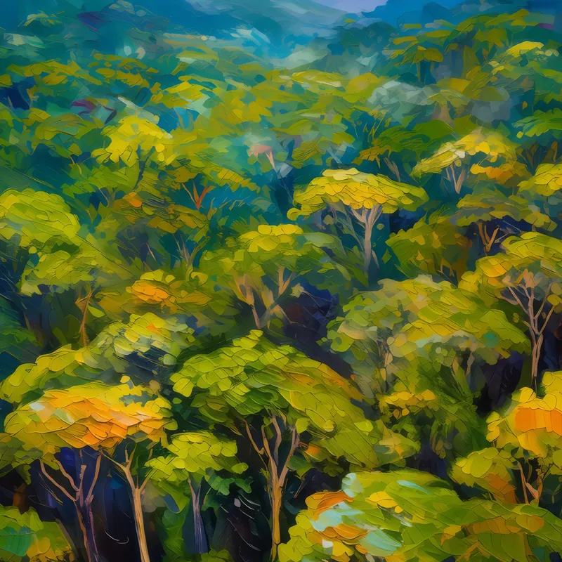 Painting: Rainforest Tree Top View