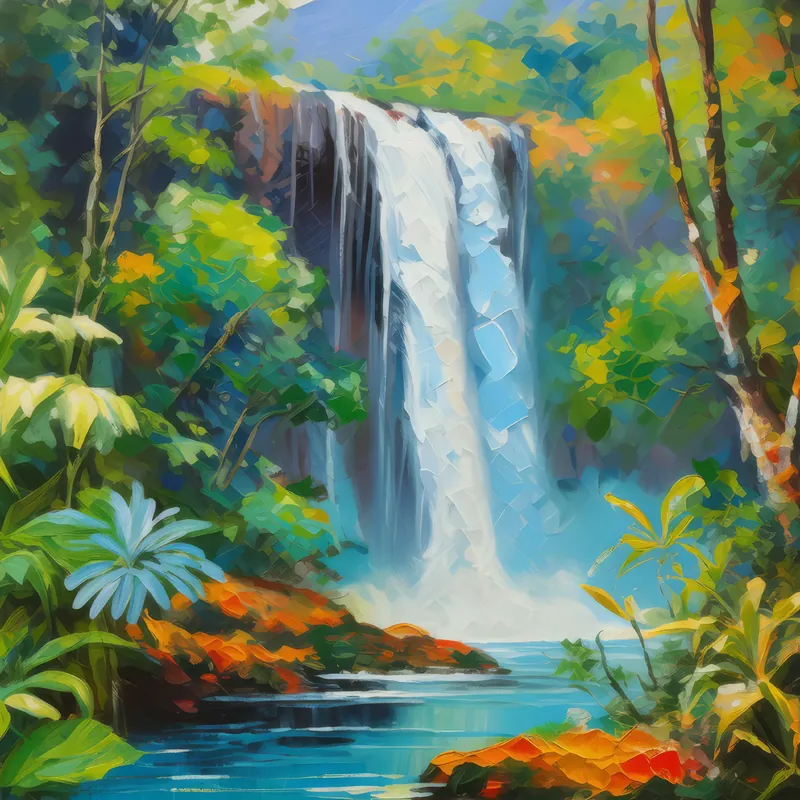 Painting: Rainforest Waterfall Bliss