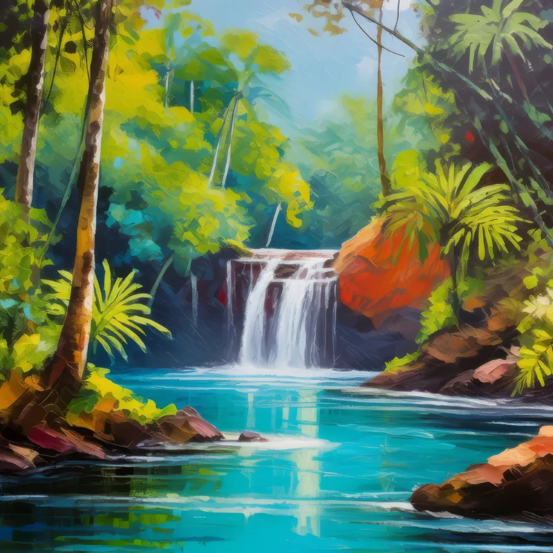 Painting: Rainforest Waterfall Cove