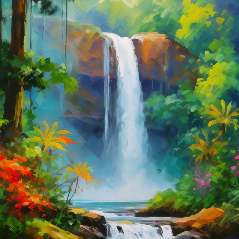 Painting: Rainforest Waterfall