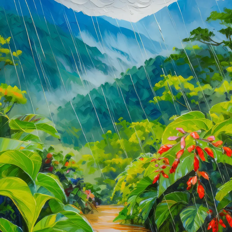 Painting: Rainstorm Over Tropical Highlands