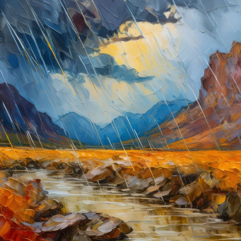 Painting: Rainstorm in Alpine Desert