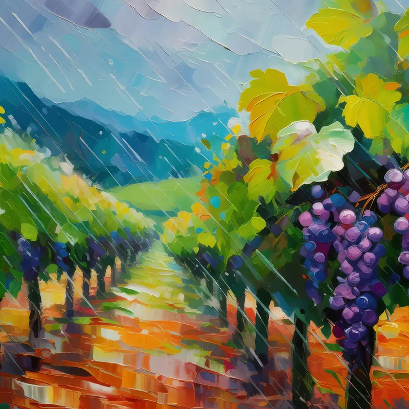 Painting: Rainy Day in the Vineyard