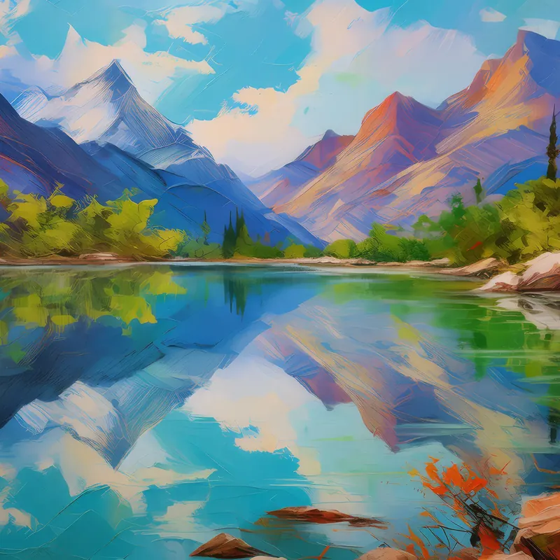 Painting: Reflections in Alpine Desert Lake